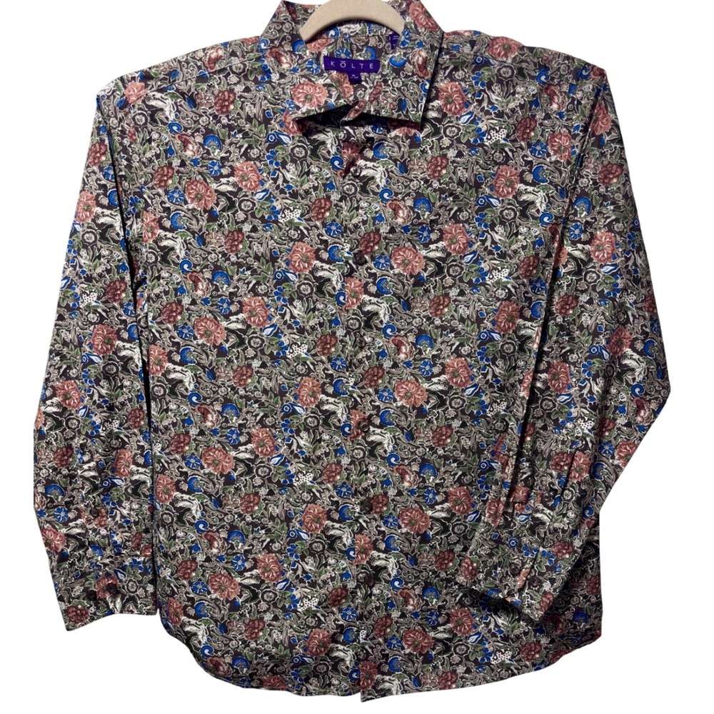 Kolte Button Down Shirt Mens XL Multicolor Excellent Floral Tapestry Cotton LS